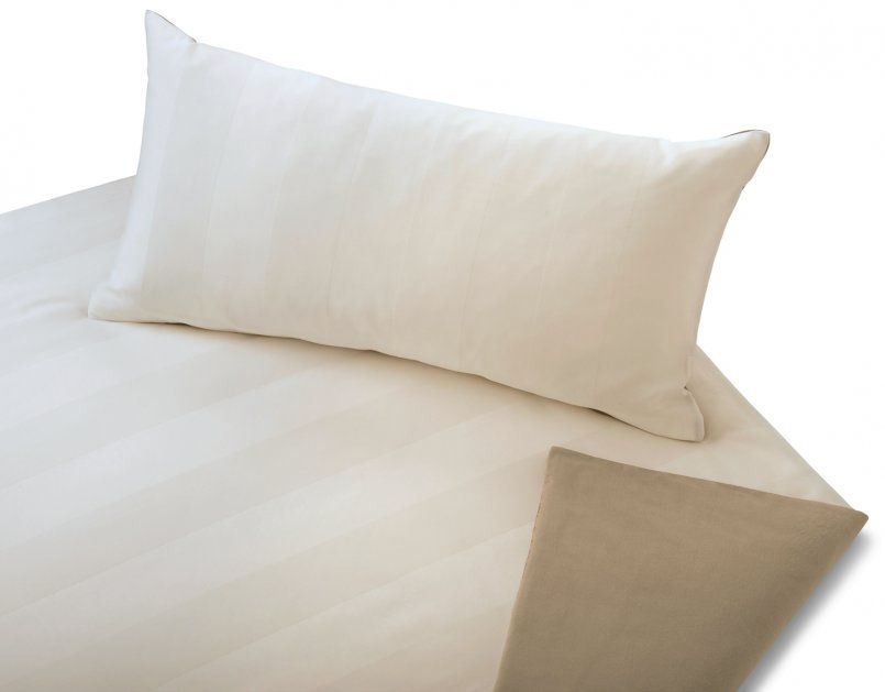 Reversible bed linen tandem beaver/satin - white/sand