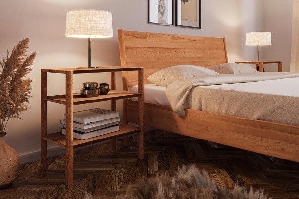 Bed Pola with wooden headboard