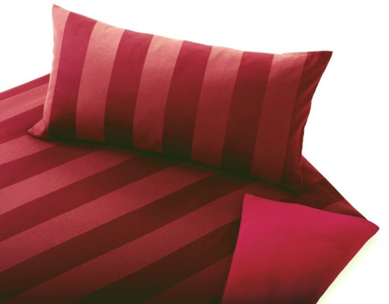 Reversible bed linen tandem beaver/satin - raspberry/teak