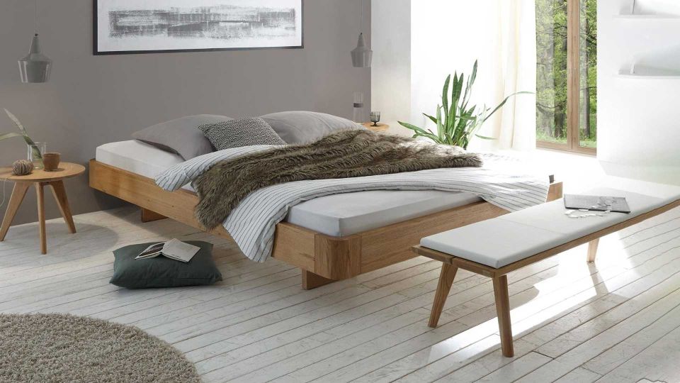 Floating bed Airo without headboard. Mattress, bedding and slatted frame not included.