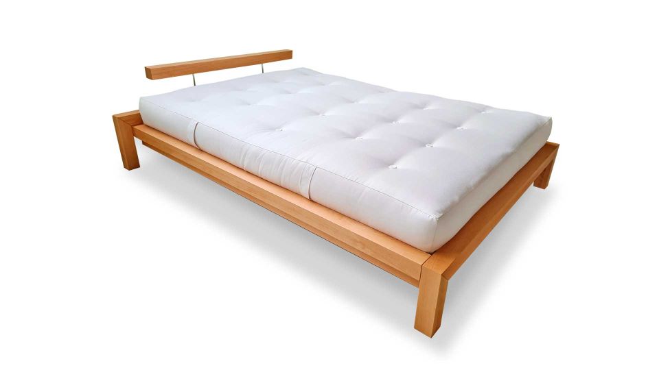 Bed IKARA Beech wood - 9 other types of wood configurable (Futon not included.)