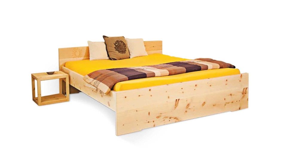Stone pine bed sun including headboard|bed from stone pine wood; model sun