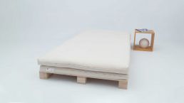 Bed pallet (3 pcs.) with twin futon and bedside table